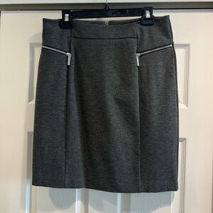 MICHAEL Michael Kors Dark Gray Pencil Skirt with Zipper Accents